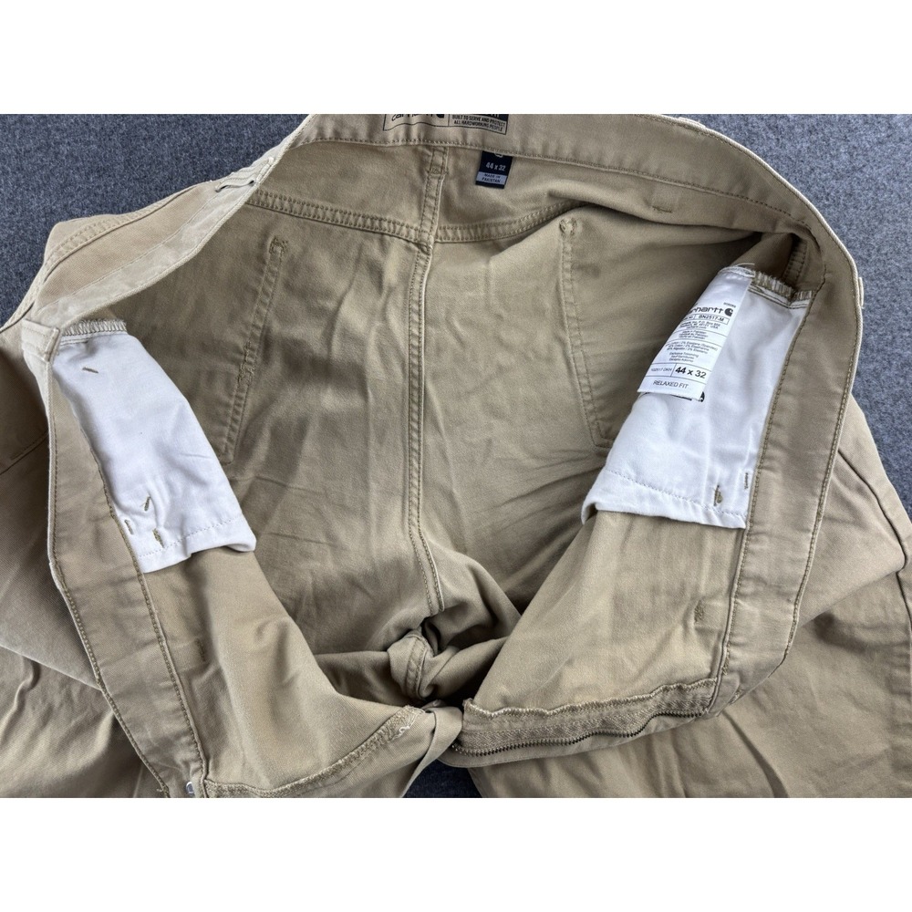 Carhartt Rugged Flex Relaxed Fit Canvas Work Pants Men's Size 44x31 Tan 5-Pocket - Picture 14 of 16